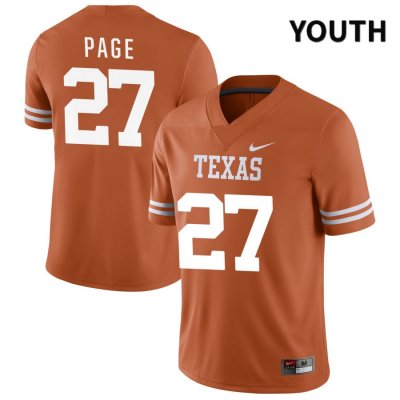 Texas Longhorns Youth #27 Colin Page Authentic Orange NIL 2022 College Football Jersey VQI60P2H